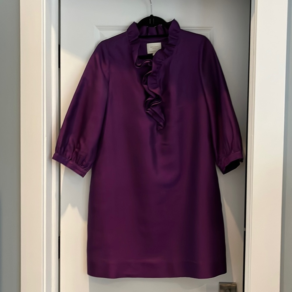 Kate Spade New York purple ruffle neck dress